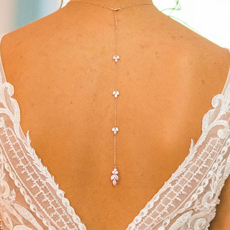 Crystal Leaf Bridal Back Chain - Luzilly Bridal & Apparel