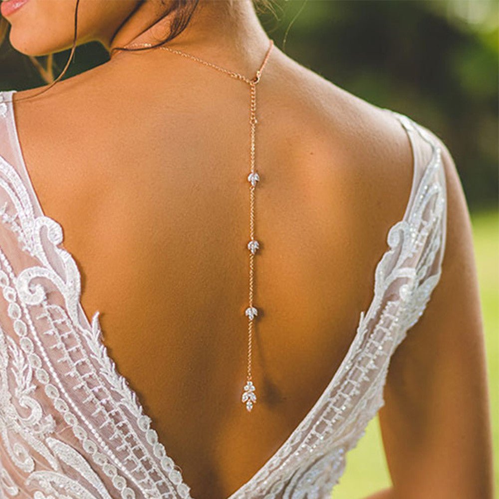 Crystal Leaf Bridal Back Chain - Luzilly Bridal & Apparel