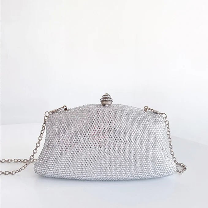 Crystal Minaudière Bridal Clutch with Chain - Luzilly Bridal & Apparel