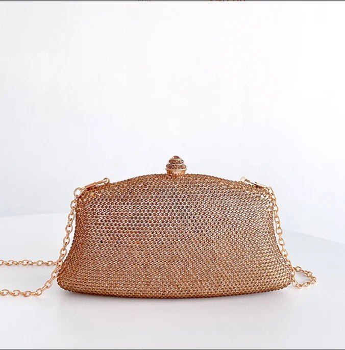 Crystal Minaudière Bridal Clutch with Chain - Luzilly Bridal & Apparel