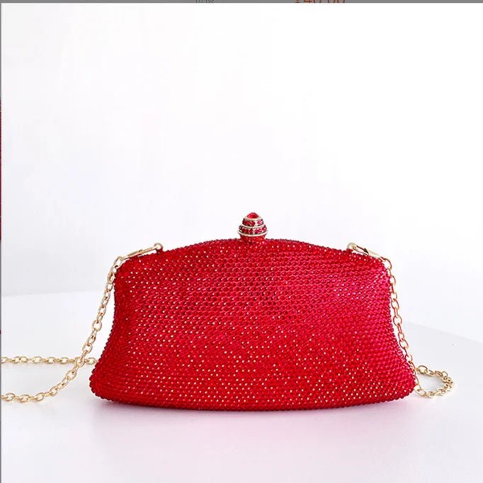 Crystal Minaudière Bridal Clutch with Chain - Luzilly Bridal & Apparel