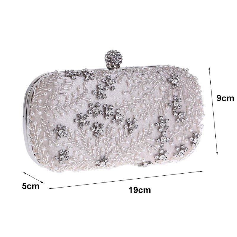 Crystal Pearl Embroidery Clutch - Luzilly Bridal & Apparel