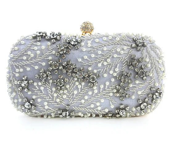 Crystal Pearl Embroidery Clutch - Luzilly Bridal & Apparel