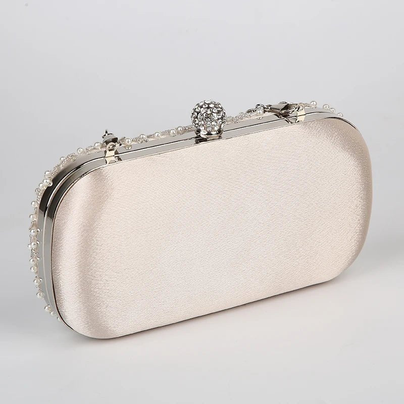 Crystal Pearl Embroidery Clutch - Luzilly Bridal & Apparel