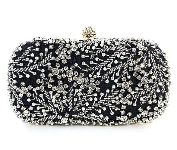 Crystal Pearl Embroidery Clutch - Luzilly Bridal & Apparel