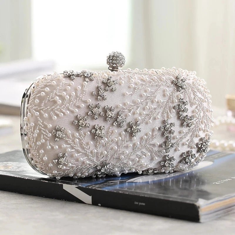 Crystal Pearl Embroidery Clutch - Luzilly Bridal & Apparel
