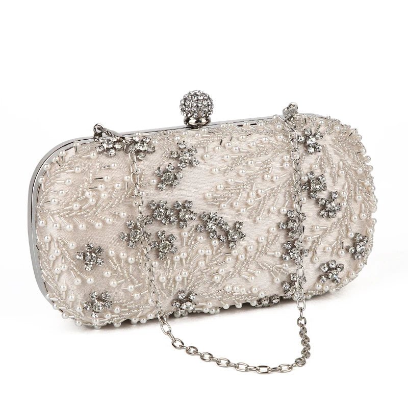 Crystal Pearl Embroidery Clutch - Luzilly Bridal & Apparel