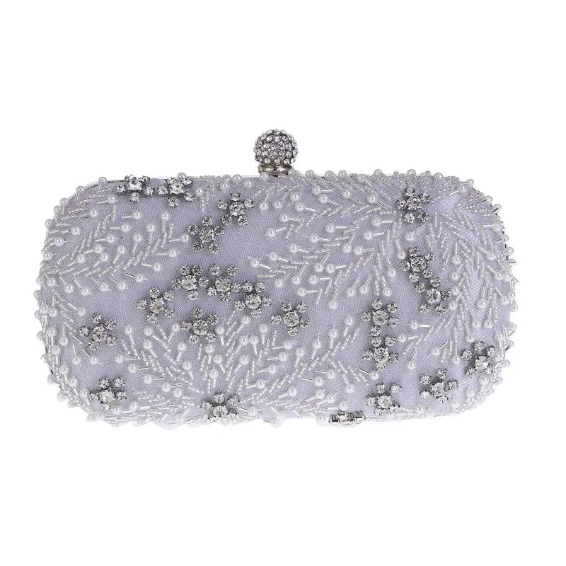 Crystal Pearl Embroidery Clutch - Luzilly Bridal & Apparel