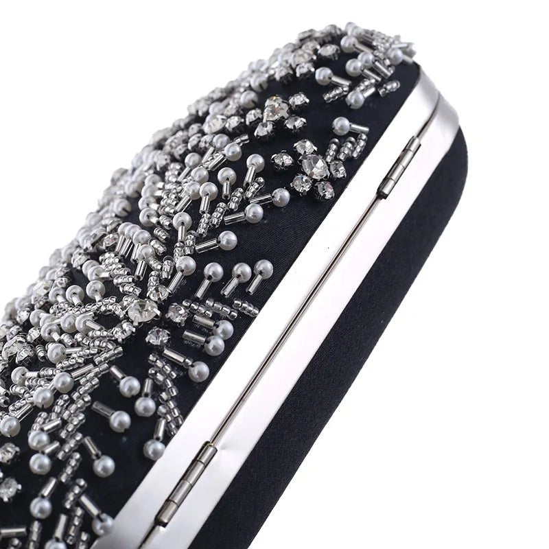 Crystal Pearl Embroidery Clutch - Luzilly Bridal & Apparel
