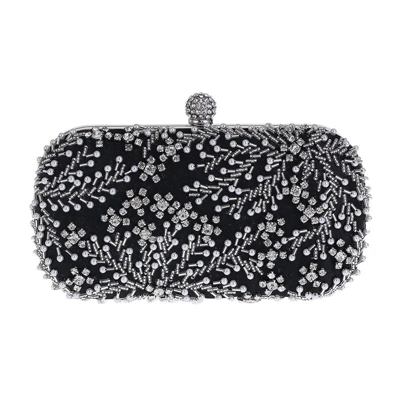 Crystal Pearl Embroidery Clutch - Luzilly Bridal & Apparel