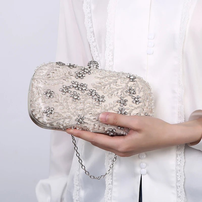 Crystal Pearl Embroidery Clutch - Luzilly Bridal & Apparel