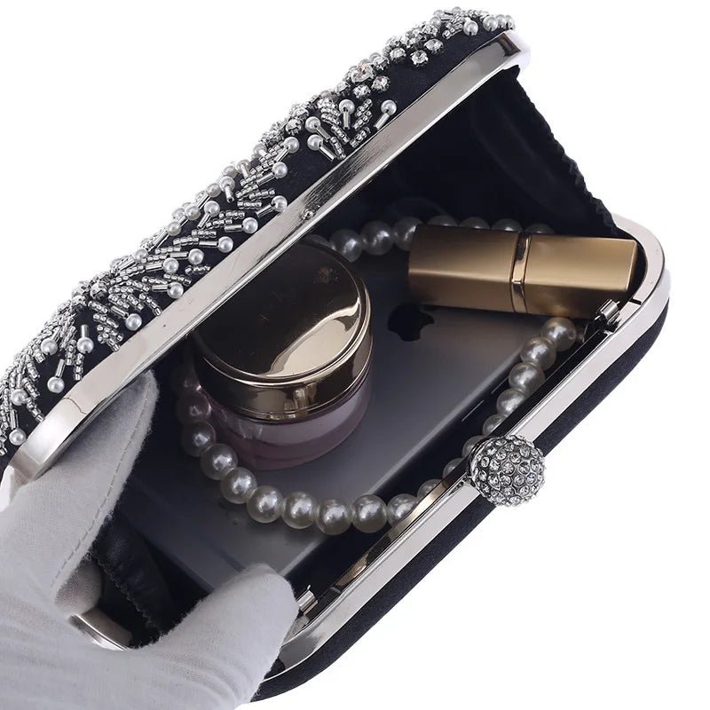 Crystal Pearl Embroidery Clutch - Luzilly Bridal & Apparel
