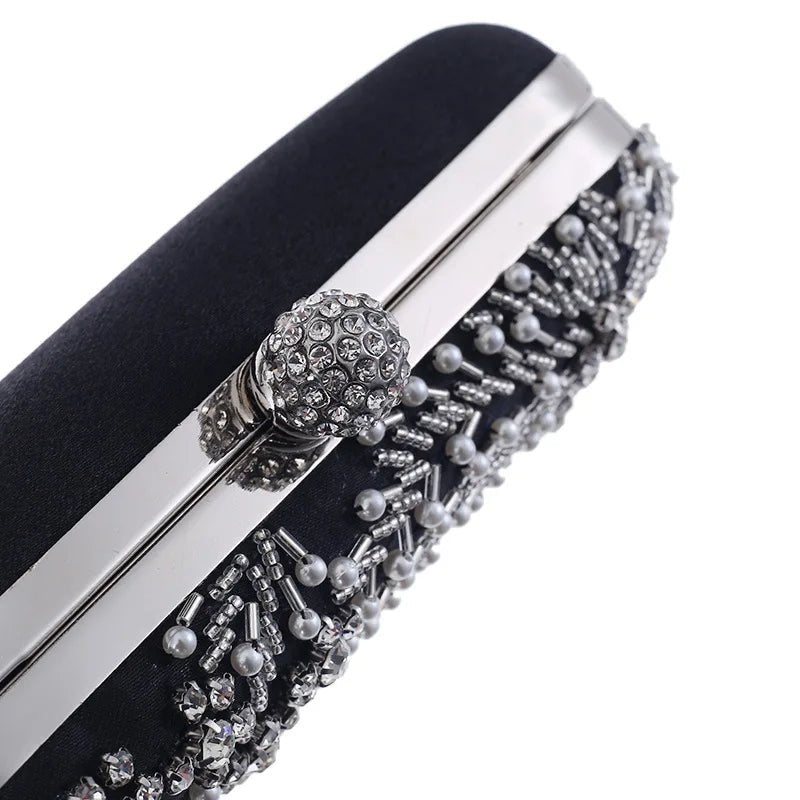 Crystal Pearl Embroidery Clutch - Luzilly Bridal & Apparel