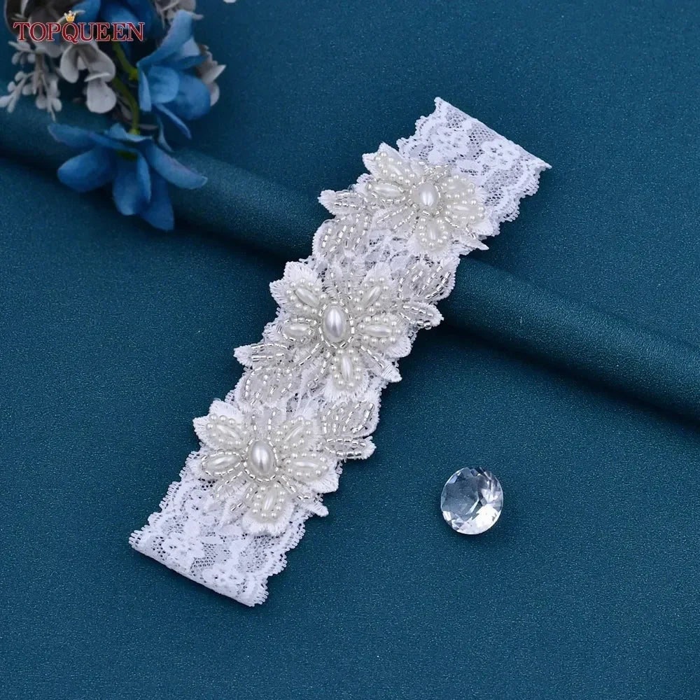 Crystal & Pearl Lace Bridal Garter - Luzilly Bridal & Apparel