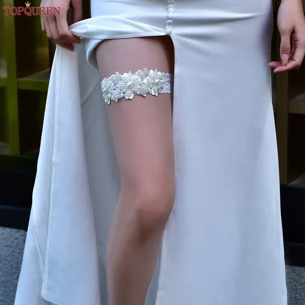 Crystal & Pearl Lace Bridal Garter - Luzilly Bridal & Apparel