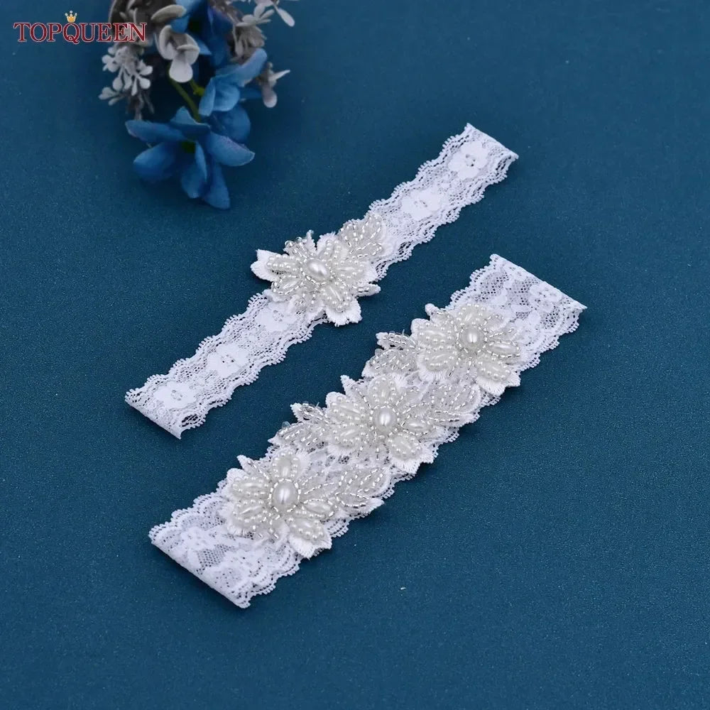 Crystal & Pearl Lace Bridal Garter - Luzilly Bridal & Apparel
