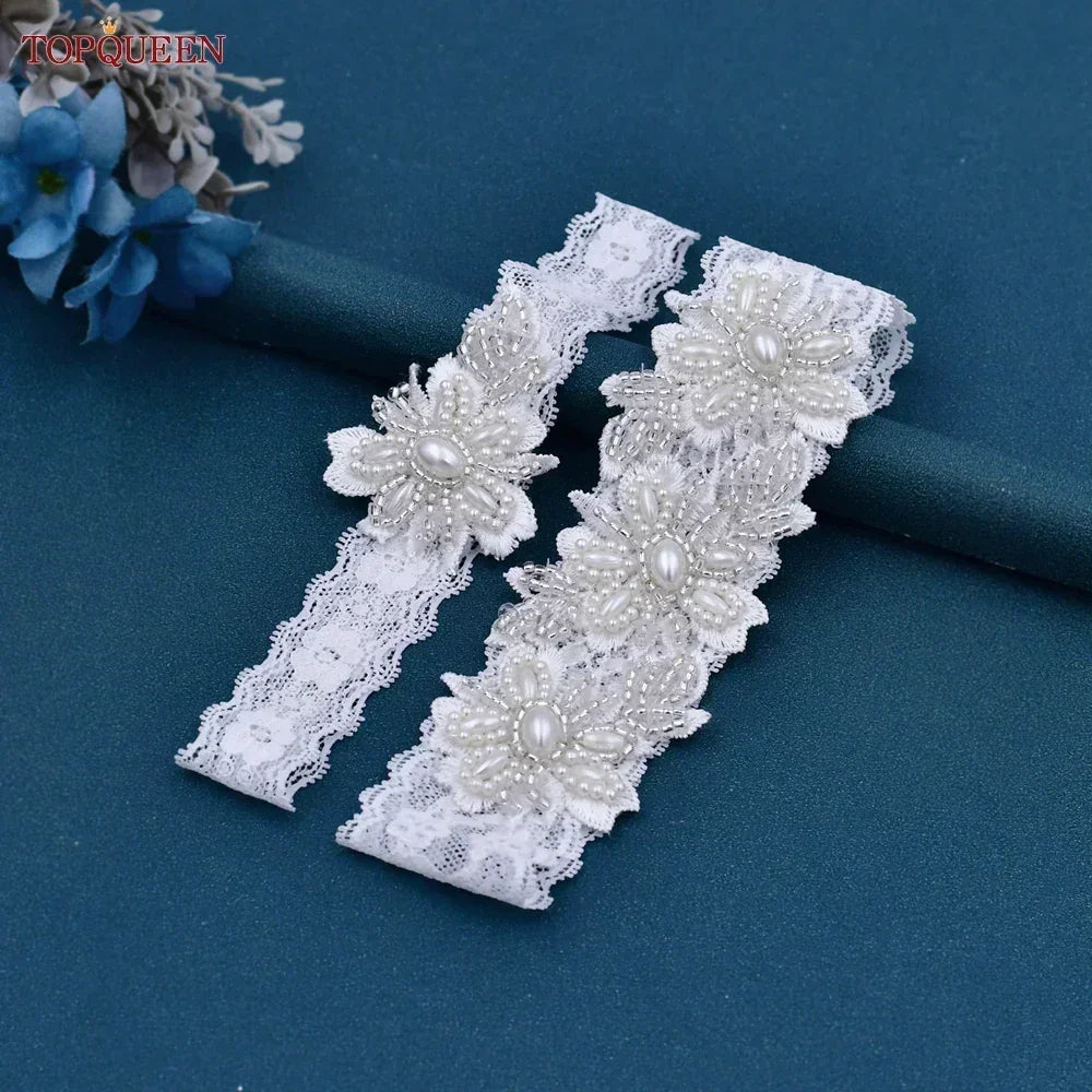 Crystal & Pearl Lace Bridal Garter - Luzilly Bridal & Apparel
