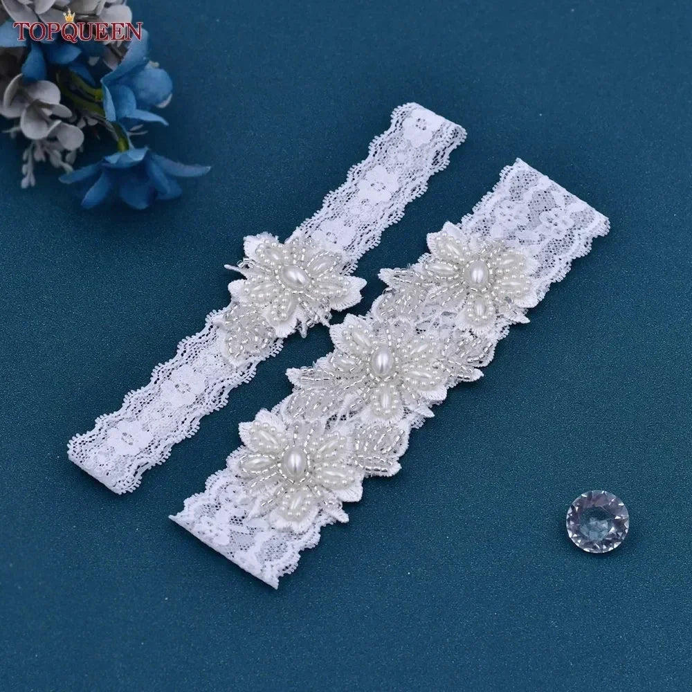 Crystal & Pearl Lace Bridal Garter - Luzilly Bridal & Apparel