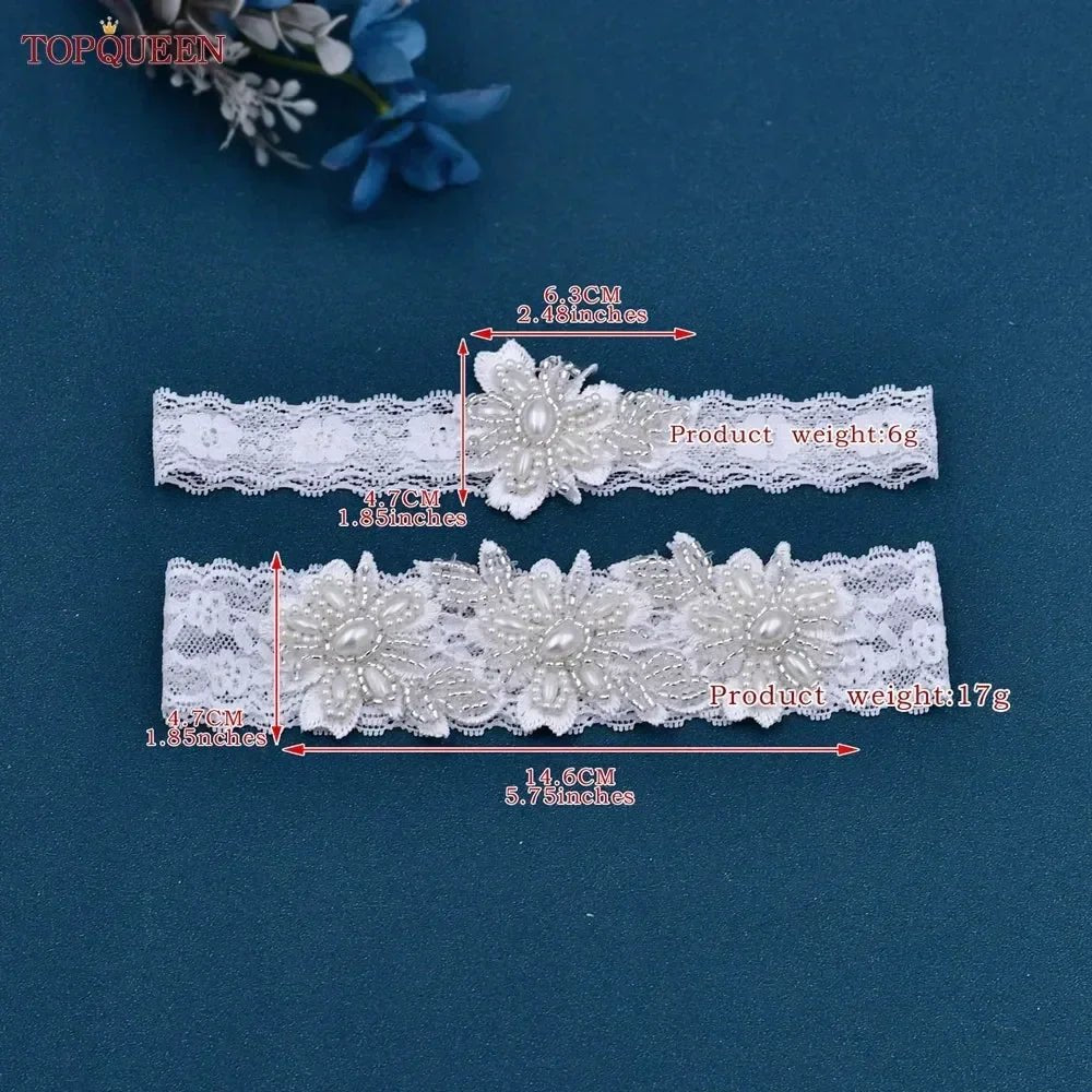Crystal & Pearl Lace Bridal Garter - Luzilly Bridal & Apparel