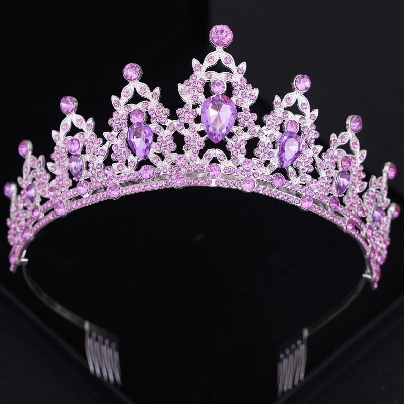 Crystal Rhinestone Botanical Bridal Tiara - Luzilly Bridal & Apparel