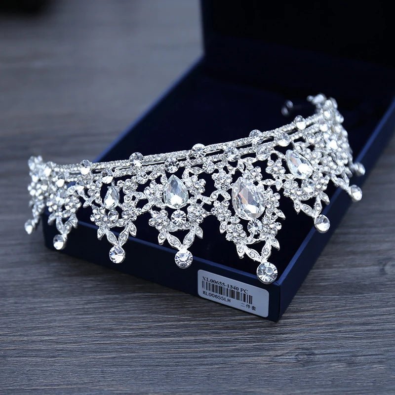 Crystal Rhinestone Botanical Bridal Tiara - Luzilly Bridal & Apparel