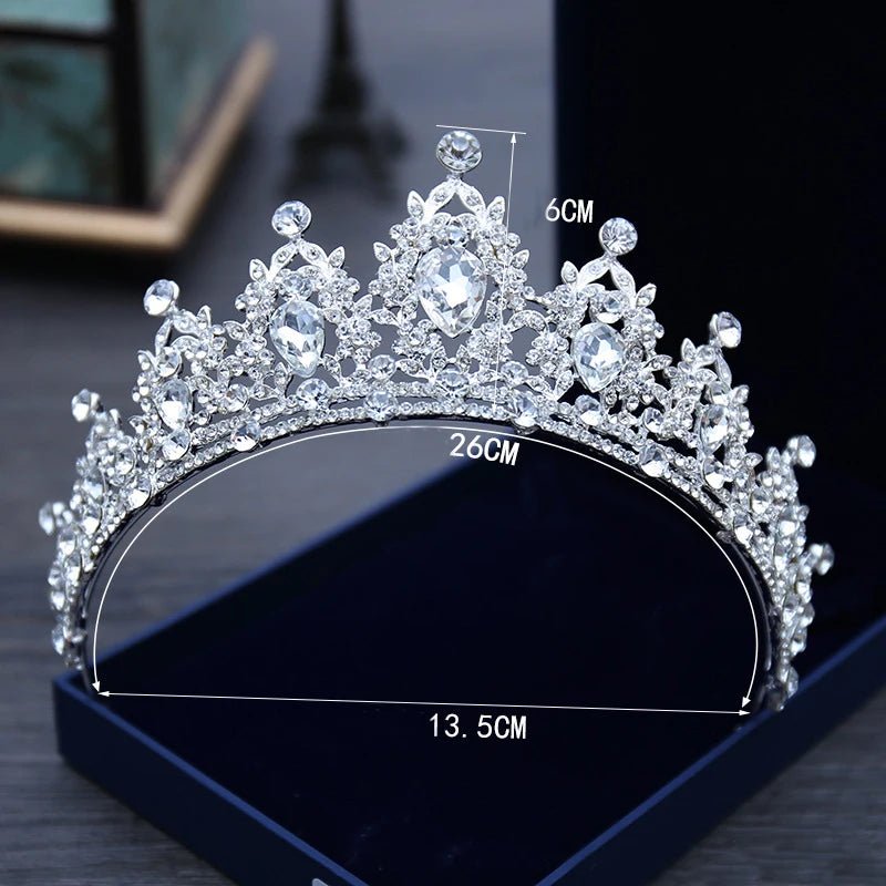 Crystal Rhinestone Botanical Bridal Tiara - Luzilly Bridal & Apparel
