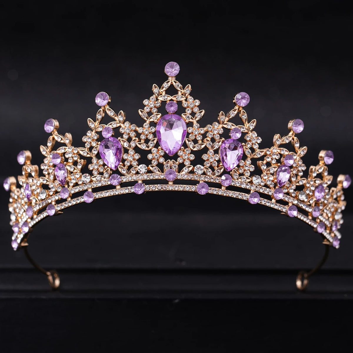 Crystal Rhinestone Botanical Bridal Tiara - Luzilly Bridal & Apparel