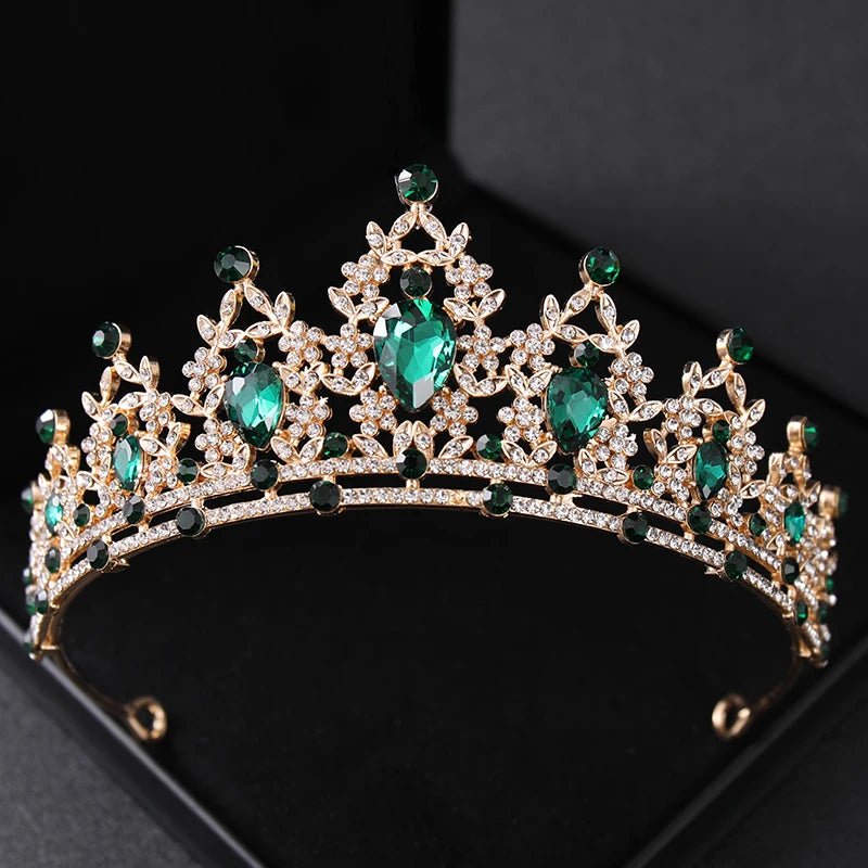 Crystal Rhinestone Botanical Bridal Tiara - Luzilly Bridal & Apparel