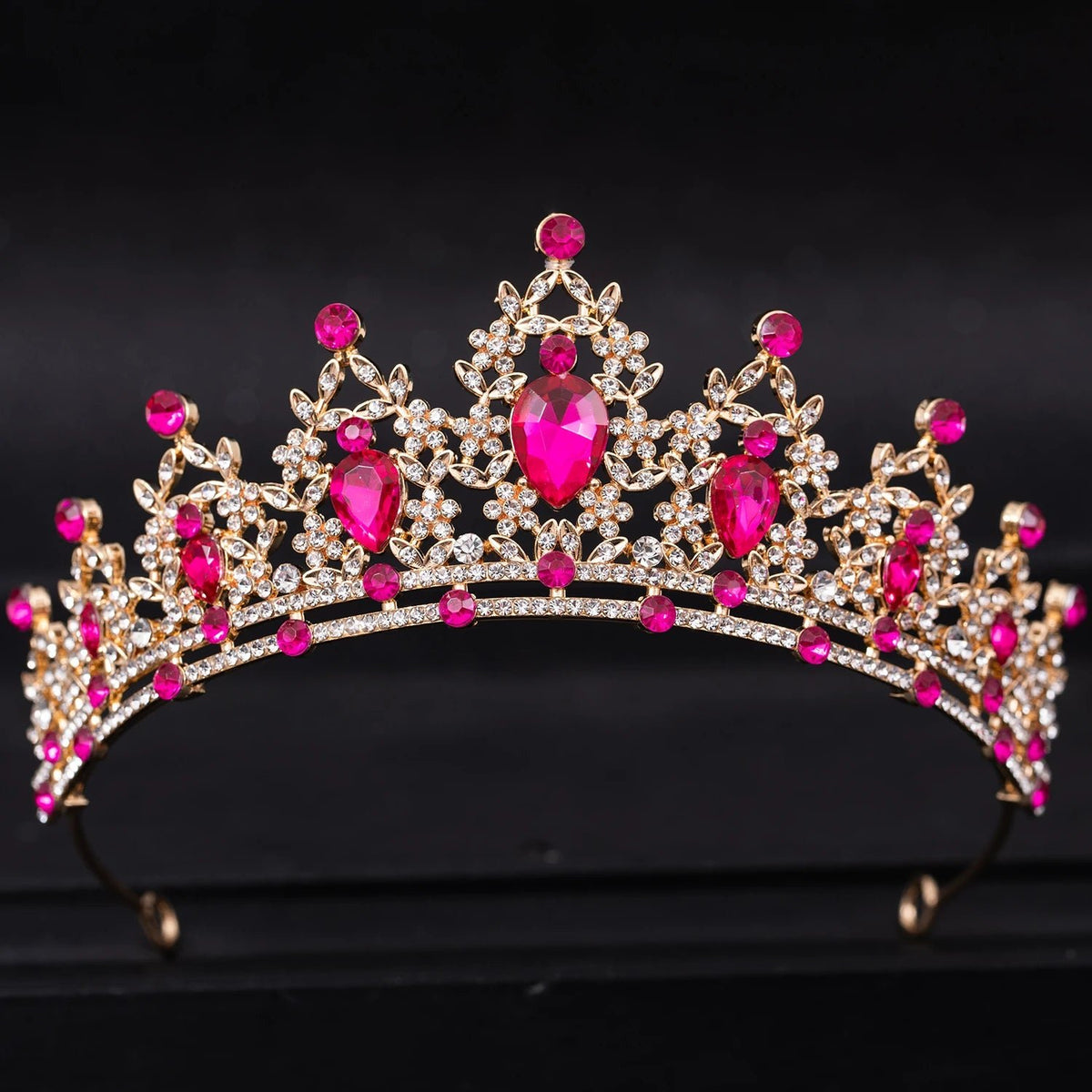 Crystal Rhinestone Botanical Bridal Tiara - Luzilly Bridal & Apparel