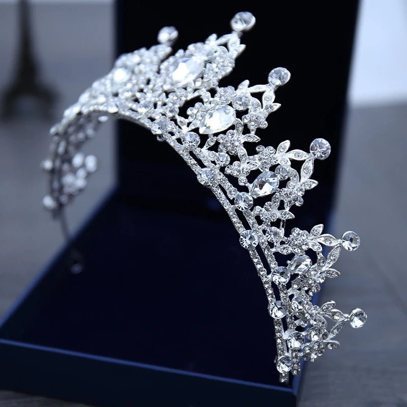 Crystal Rhinestone Botanical Bridal Tiara - Luzilly Bridal & Apparel