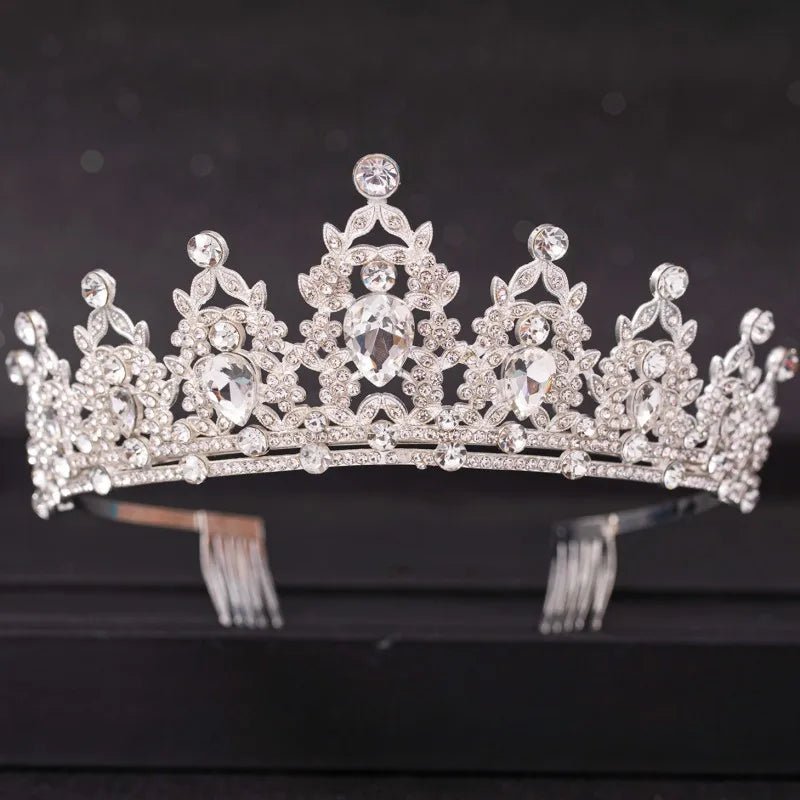 Crystal Rhinestone Botanical Bridal Tiara - Luzilly Bridal & Apparel