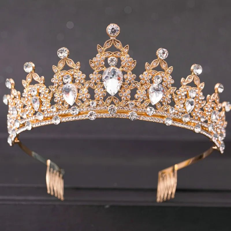 Crystal Rhinestone Botanical Bridal Tiara - Luzilly Bridal & Apparel