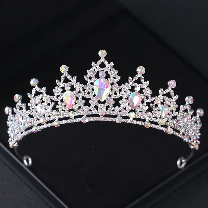 Crystal Rhinestone Botanical Bridal Tiara - Luzilly Bridal & Apparel
