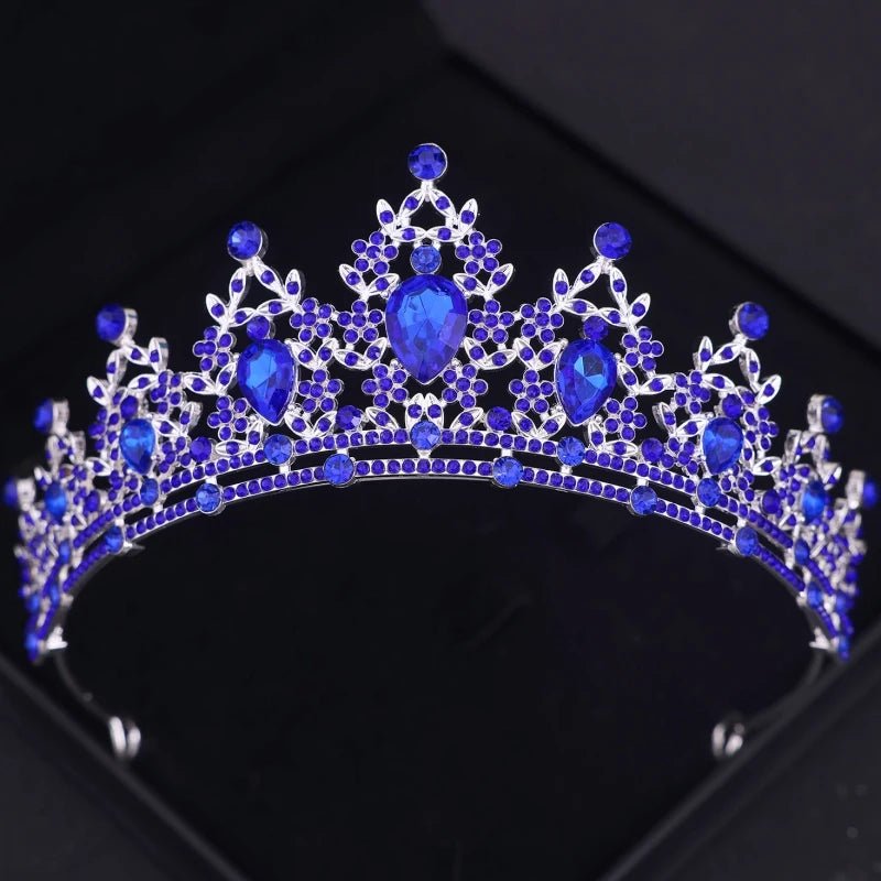 Crystal Rhinestone Botanical Bridal Tiara - Luzilly Bridal & Apparel