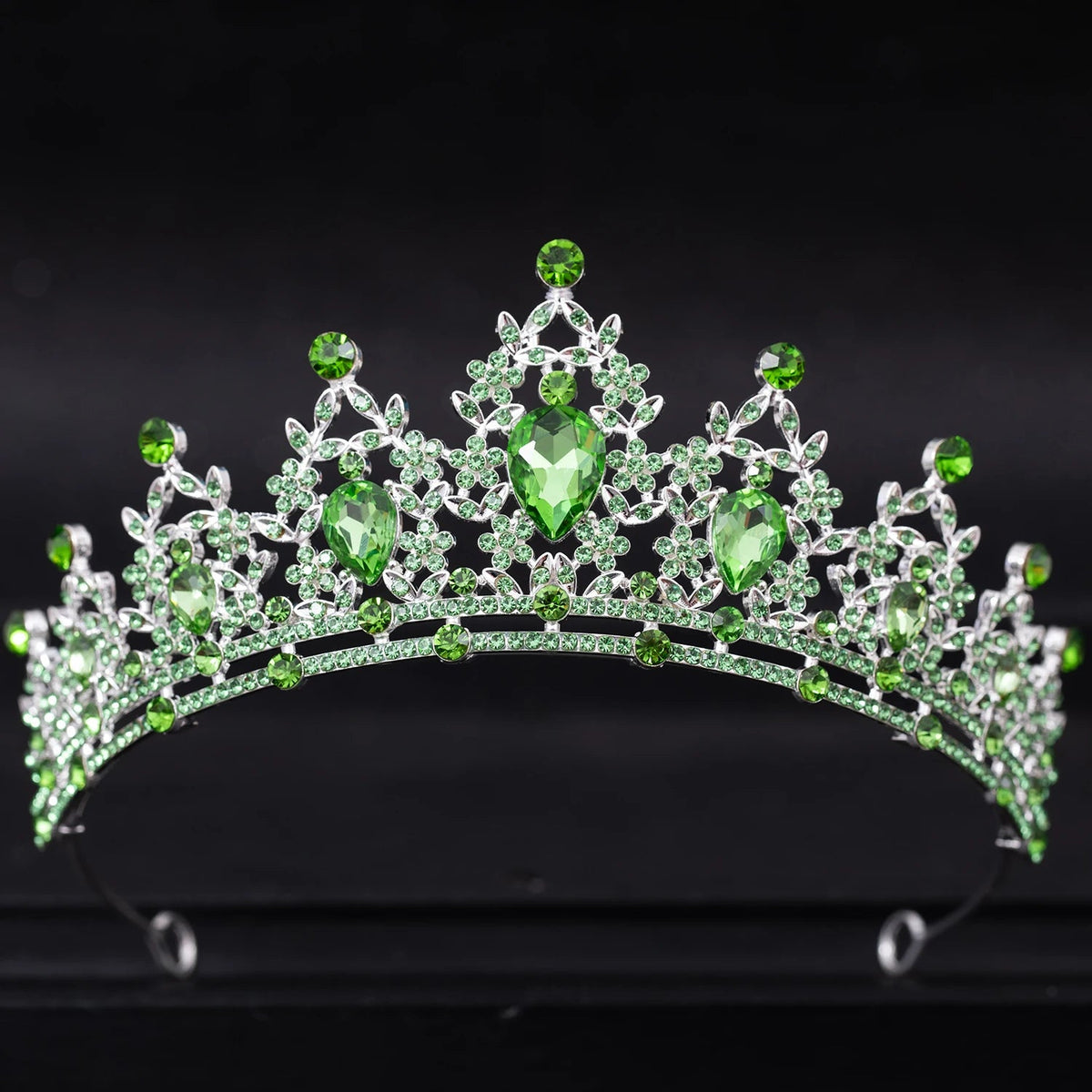 Crystal Rhinestone Botanical Bridal Tiara - Luzilly Bridal & Apparel