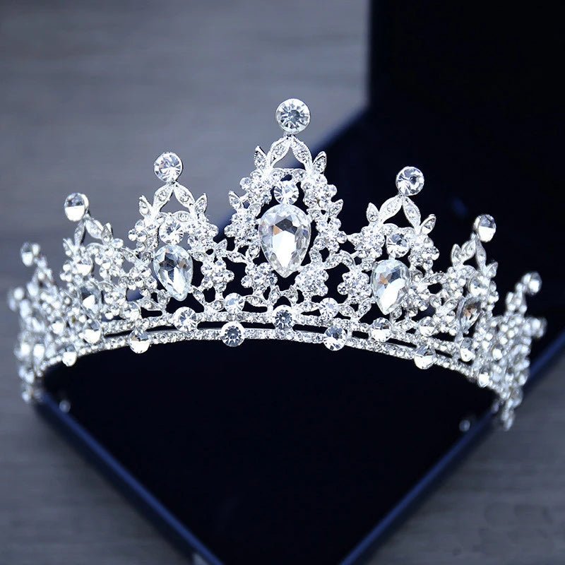 Crystal Rhinestone Botanical Bridal Tiara - Luzilly Bridal & Apparel