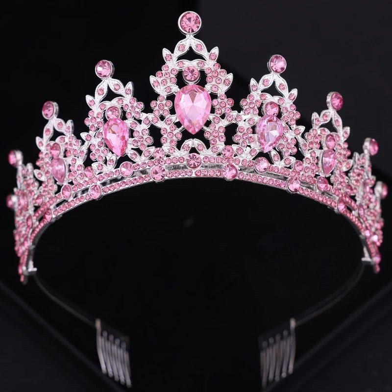 Crystal Rhinestone Botanical Bridal Tiara - Luzilly Bridal & Apparel