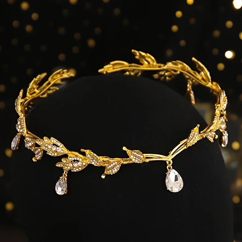 Crystal Rhinestone Leaf Tiara — Bridal Crown Headband - Luzilly Bridal & Apparel