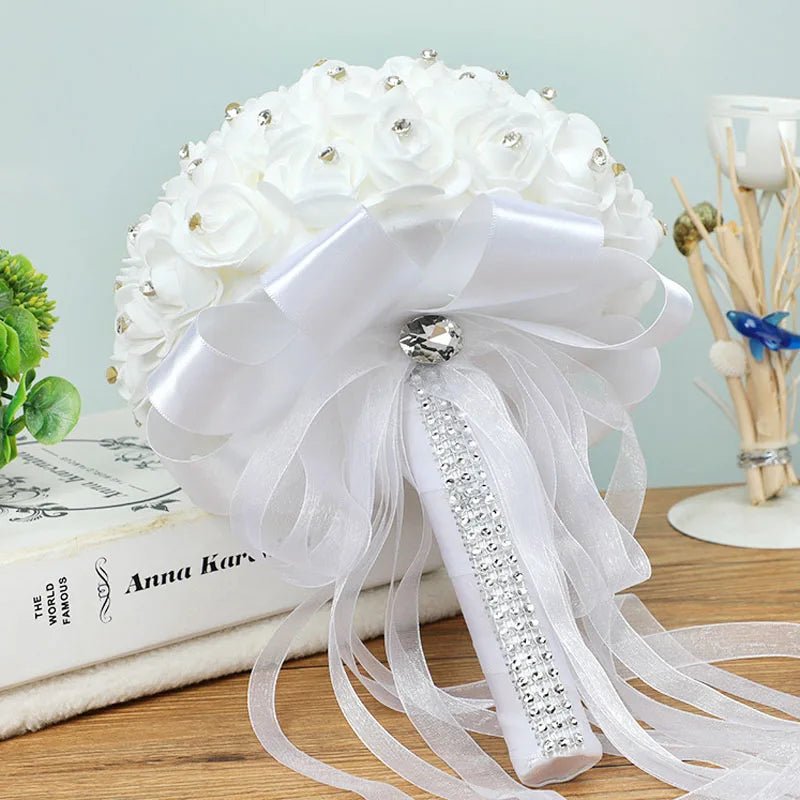 Crystal Ribbon & Rhinestone Bridal Bouquet - Luzilly Bridal & Apparel