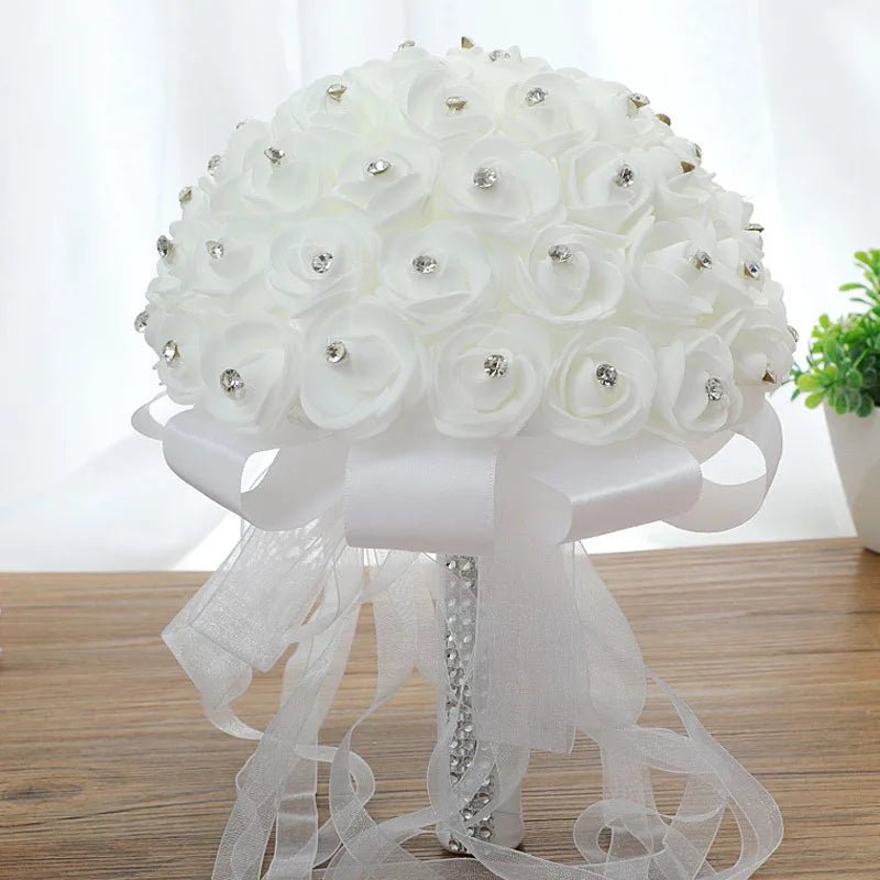 Crystal Ribbon & Rhinestone Bridal Bouquet - Luzilly Bridal & Apparel