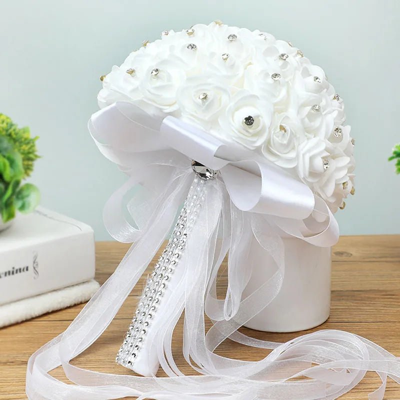 Crystal Ribbon & Rhinestone Bridal Bouquet - Luzilly Bridal & Apparel