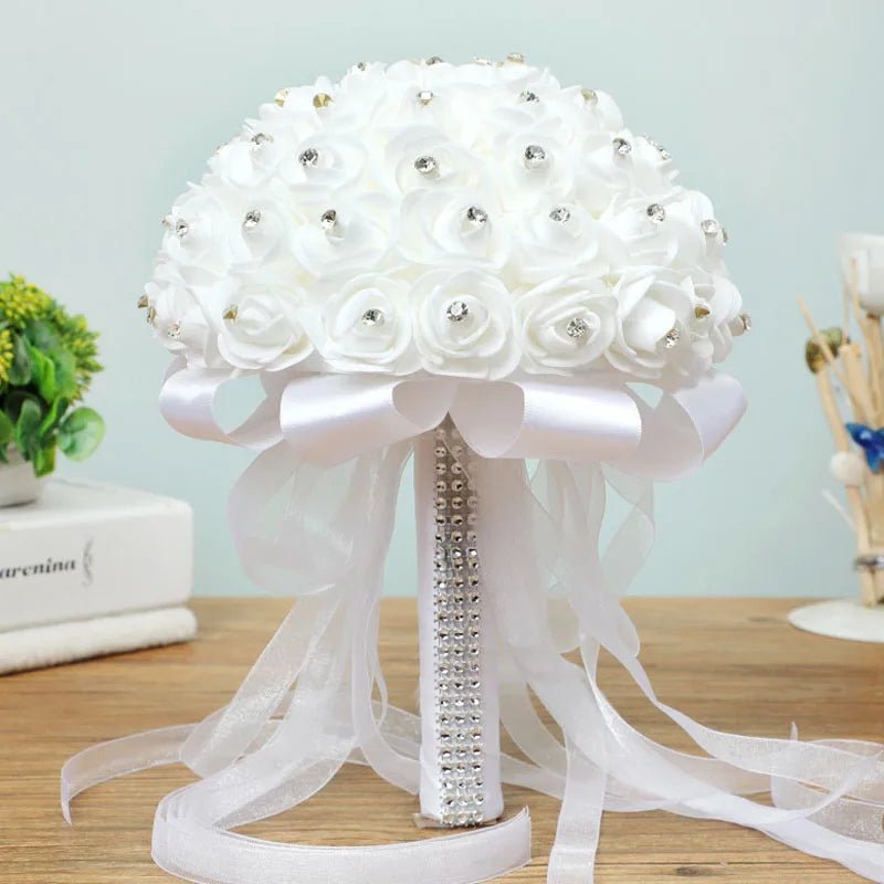 Crystal Ribbon & Rhinestone Bridal Bouquet - Luzilly Bridal & Apparel