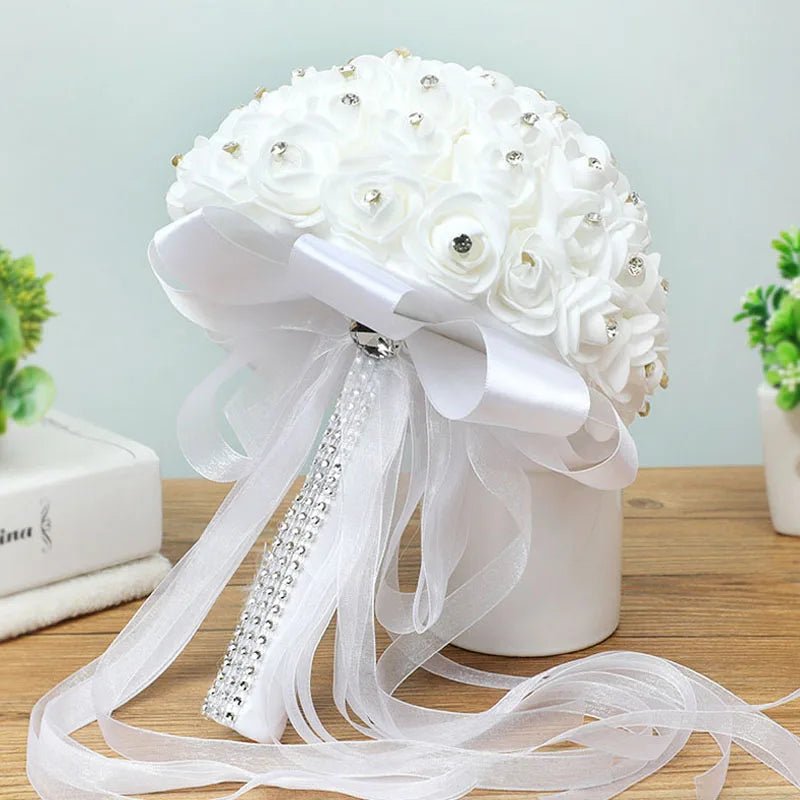Crystal Ribbon & Rhinestone Bridal Bouquet - Luzilly Bridal & Apparel