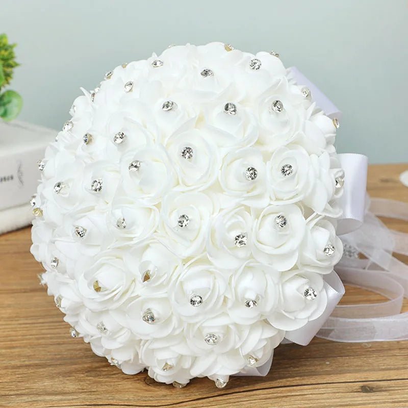 Crystal Ribbon & Rhinestone Bridal Bouquet - Luzilly Bridal & Apparel