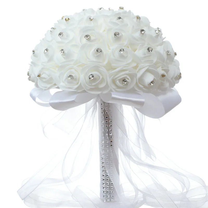 Crystal Ribbon & Rhinestone Bridal Bouquet - Luzilly Bridal & Apparel