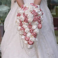 Crystal Satin Rose Waterfall Bridal Bouquet - Luzilly Bridal & Apparel