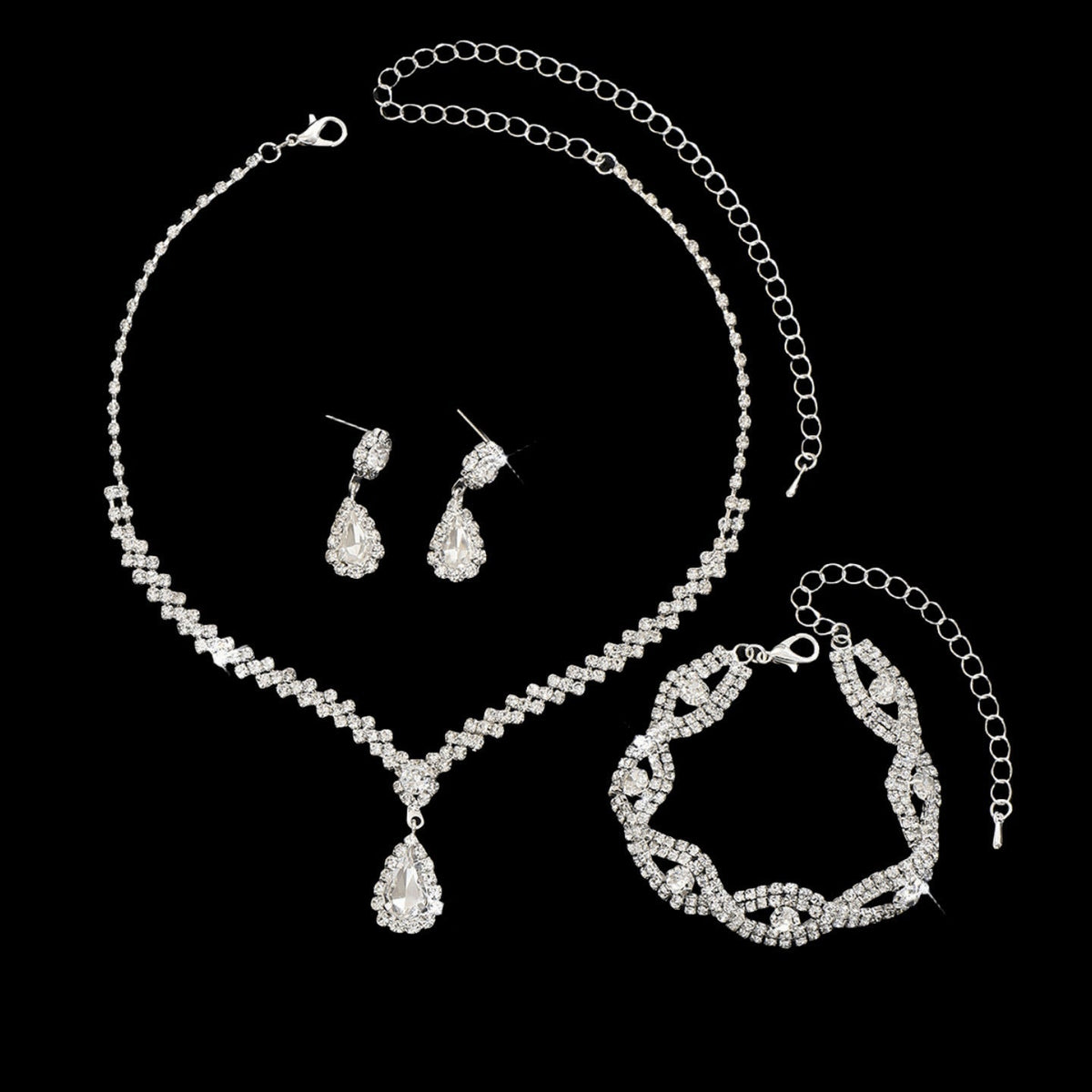 Crystal Teardrop Bridal Jewelry Set - Luzilly Bridal & Apparel