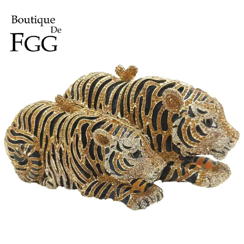 Crystal Tiger Minaudiere Clutch - Luzilly Bridal & Apparel