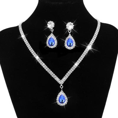 Crystal Water-Drop Bridal Necklace Set - Luzilly Bridal & Apparel