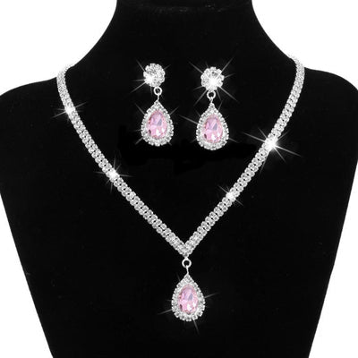 Crystal Water-Drop Bridal Necklace Set - Luzilly Bridal & Apparel